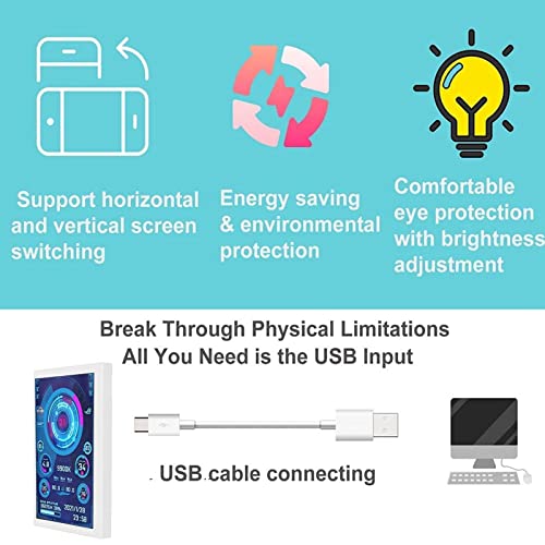 Image of 5 Inch Computer Temperature Monitor - PC Sensor Display for CPU, RAM, HDD Data - USB Mini Secondary Screen Compatible with Windows