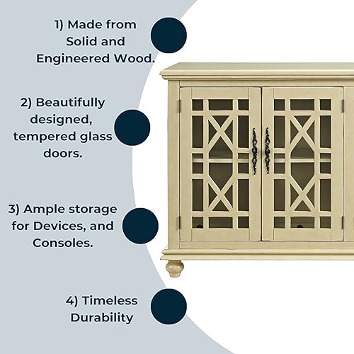 Image of Martin Svensson Home Elegant 63 inch Wood Entertainment Center, Cream White