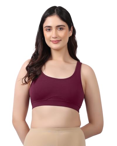 Image of Lavos Bamboo Cotton Comfort Sleeping Bra for Women, Slip On Bras to Wear at Home, Non-Padded & Non-Wired Sports Bras, Full /High Coverage, Soft Comfortable & Breathable Broad Strap Bra