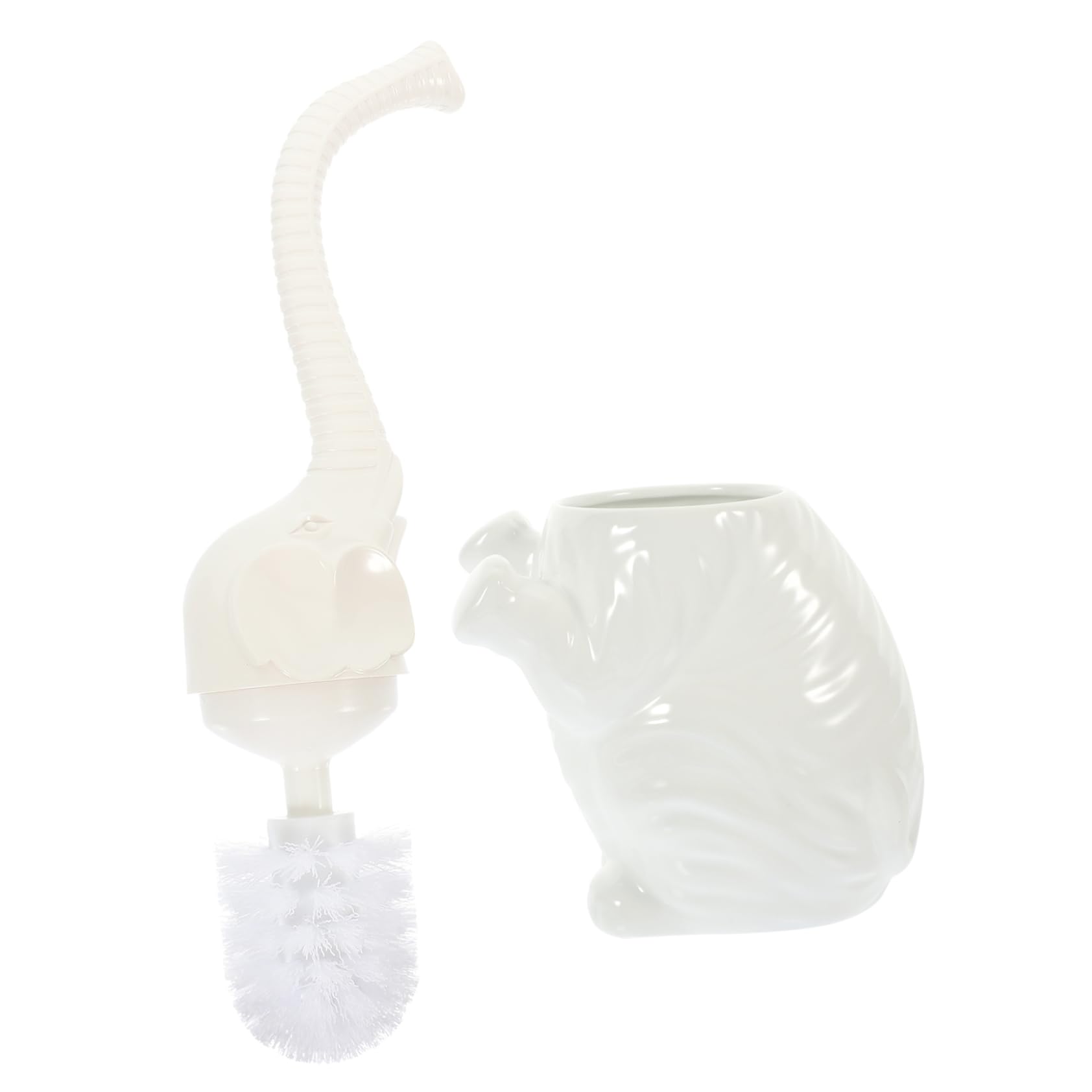 Brosse à WC éléphant en céramique blanche haut de gamme Cabilock
