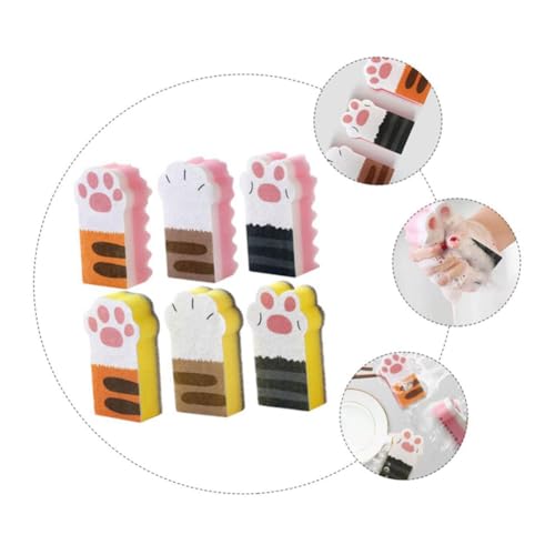 CinematicBake 6 Stück Katzenpfotenschwamm, Geschirrspülschwamm, Scheuerschwämme, Reinigungsschwämme, Vliesstoff, Wiederverwendbar, Langlebig, Einfach zu Verwenden