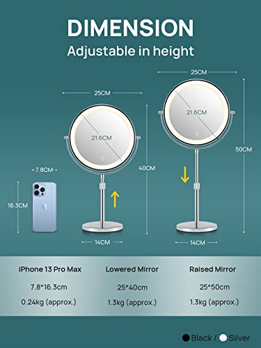 OMIRO 3X/10X Magnifying Makeup Mirror with Light - Image 3