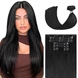 Ukira Black Clip in Hair Extensions Real Human Hair, 22 Inch 70g 7pcs Natural Black Hair Extensions Clip in Real Human Hair, Ntural Straight Remy Human Hair Extensions Clip ins