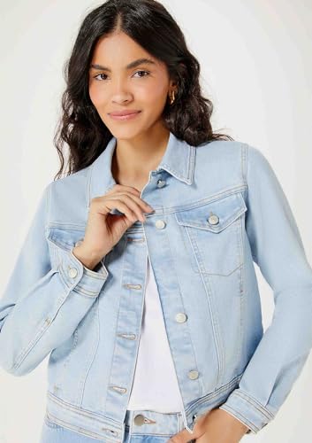 Jaqueta Jeans Feminina Reta Com Botões - Azul P