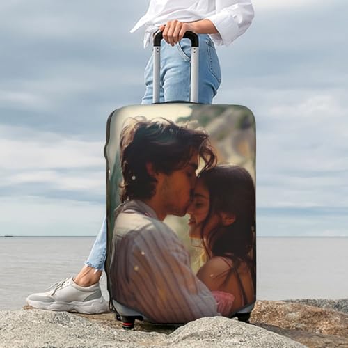 Custom Luggage Cover For Suitcase Personalized Photo Text Logo Name Double Sided Design Customize Elastic Travel Luggage Cover Washable Suitcase Protector Covers For Men Women Travel Gifts L2