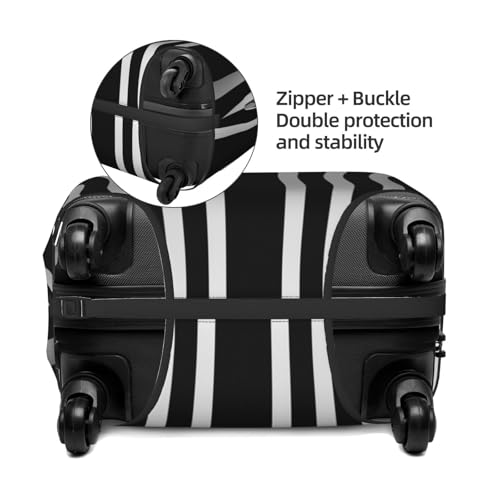 Travel Luggage Cover Elastic Anti-Scratch Suitcase Protector Washable Travel Suitcase Cover Black & White Stripe Luggage Protector Fits 18-32 Inch Suitcase4