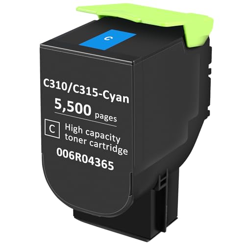 for Xerox C310 C315 Toner Cartridge,Cyan 5500 Pages Extra High Capacity Replacement 006R04365 Compatible 006R04357 Standard Ink Cartridge for Xerox C315DNI C310DNI Color Multifunction Printer (Cyan)