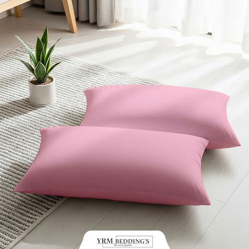 Image of YRM Bedding's - Egyptian Cotton 600TC Pillow Cover | Premium Pillowcases | Luxury Bedding-Export Collection | High Thread Count Durable & Breathable Covers - Light Pink | [19''x30''] Inches