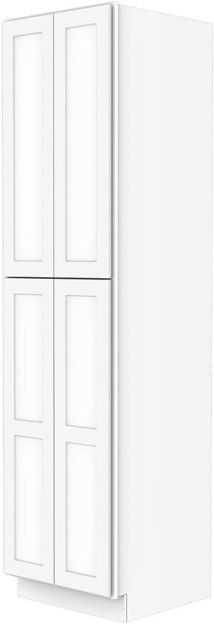 Furinno Shaker Utility Kitchen Cabinets, Storage Cabinet, Pantry Cabinet with 2 Doors, Ready to Assemble, 24 D x 30 W x 96 H, White