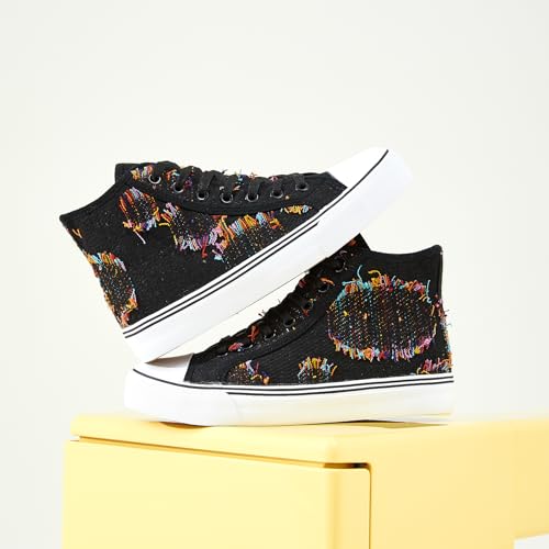 Image of yageyan Womens High Top Canvas Sneakers Lace up Fashion Shoes for Women Casual Classic