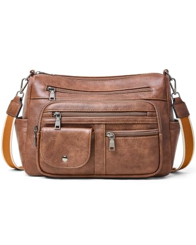 Image of Bluome Vegan Leather Crossbody Purse for women Multi Pocket Crossbody Bag Messenger Bag Travel Purse Handbag Shoulder