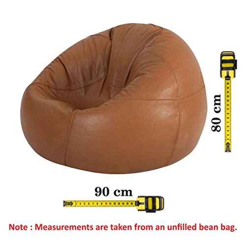 Rolendo Beanbag Chair Sofa Premium Quality Genuine Cowhide Leather Suitable For Indoor/Outdoor, Without Bean (Without Fillers) Tan #TOP3
