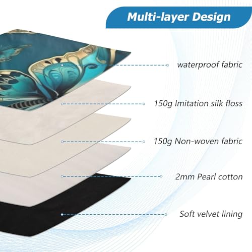 Funda para portátil azul con mariposa para 13-14 pulgadas miniatura 4