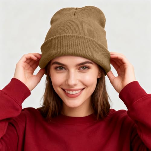 Image of ZOORON Beanie for Men Women Warm Winter Hat Unisex Soft Knit Cuffed Beanie