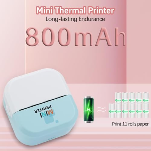 Image of Tommax Bluetooth Inkless Thermal Printer & Sticker Maker, Wireless Portable Print Pod for iPhone /Android, Notes, Kids Crafts, Journals - Includes 13 Rolls Paper