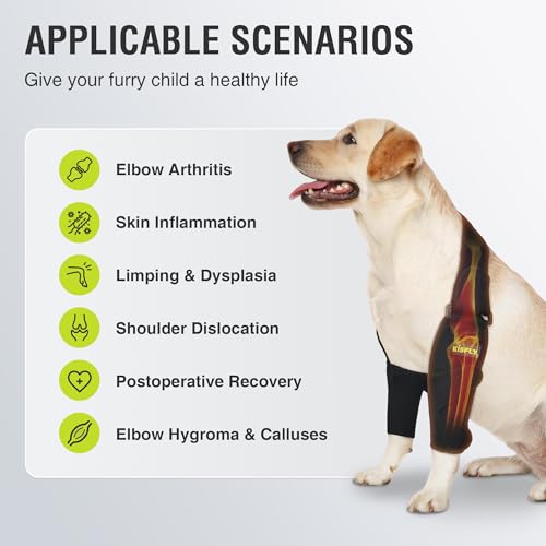 Image of Dog Elbow Brace for Front Legs, Canine Elbow & Shoulder Support for Dysplasia, Arthritis & Pressure Sores, Dog Elbow Pads for Recovery, Both Legs Size S