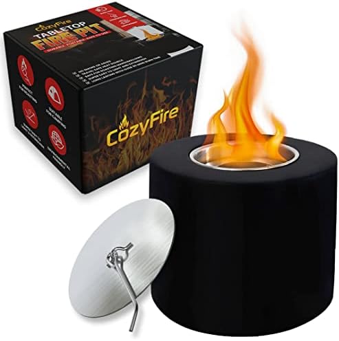 CozyFire Concrete Tabletop Fire Pit - Indoor Outdoor Fireplace - Smokeless Fire Pit - Smores Maker Table Top Fire Pit Bowl & Portable Fire Pit - Tabletop Fireplace & Over 2 hr Burn Table Top Firepit