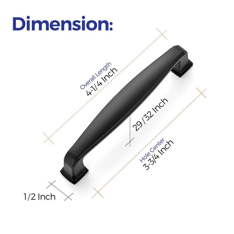 Image of Ravinte Matte Black Pulls Kitchen Cabinet Handles 3-3 /4 Inch 25 Pack