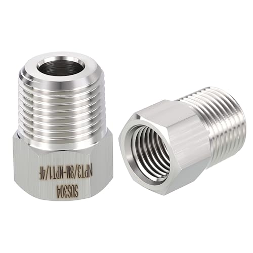 Rebower 2 Pack 304 Stainless Steel Male to FeMale Adapters, 3/8