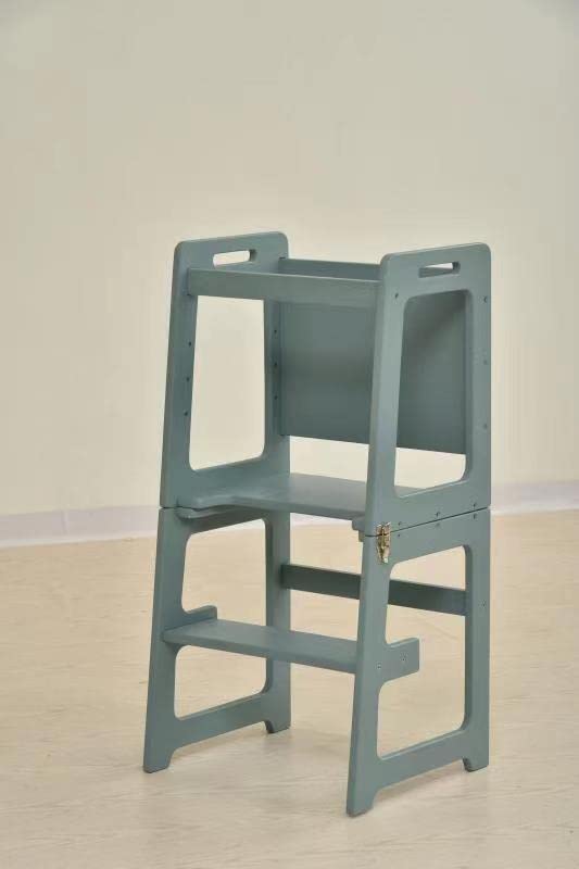 Image of Avenlur Toddler Tower, Date 4-in-1 Kitchen & Learning Tower (Light Blue) | Avenlur Date 4-in-1 Kitchen Tower doubles as a kitchen stool for toddlers, montessori tower, and toddler tower table.