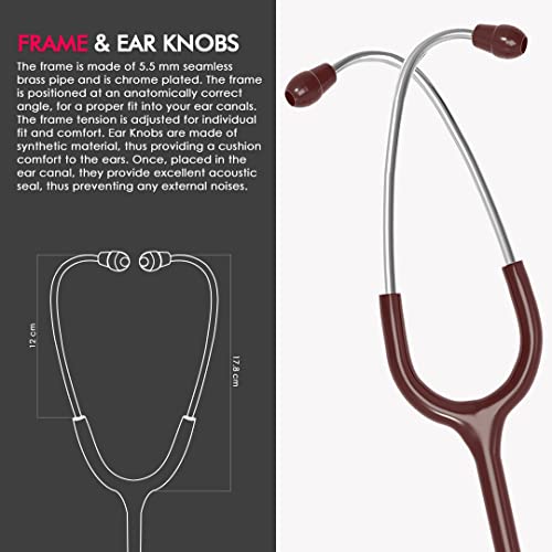 Image of ELKO EL-140 ULTRA II SS Stainless Steel Acoustic Stethoscope | For Doctors, Medical Students & Healthcare Professionals | Dual Head Chestpiece | 5.5mm Brass Pipe Frame | U-Shaped PVC Tubing (Brown)