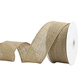 Midi Ribbon 2 inch Burlap Ribbon Fabric Craft Ribbon On Spool 10 Yards, Natural