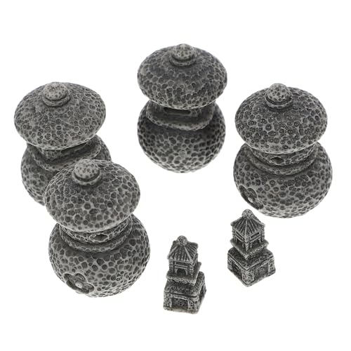 CIYODO 6Pcs Miniature Pagoda Model Resin Garden Ornaments Zen Style Tower Statues for Indoor Outdoor Decor Compact Decorative Accessories for Home -  S51D1911F56OA0850