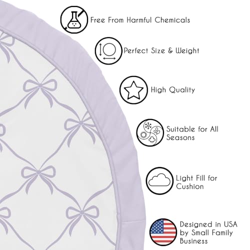 Image of Sweet Jojo Designs Baby Play Mat (Purple Bows) for Girls, Infant, Toddler Padded Floor Mat, Tummy Time Activity, Newborn Essentials Round Playmat for Babies (Lavender Bow Vintage Coquette Aesthetic)