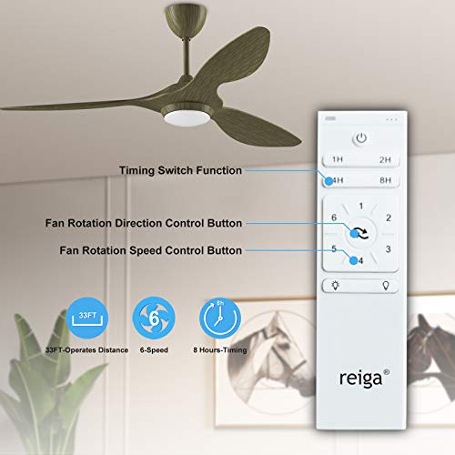 Reiga 52-In Ceiling Fan With Led Light Kit Remote Control Modern Blades Reversible Motor thumb #2