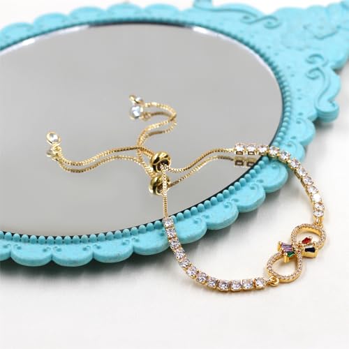 Image of Eternal Shape Butterfly 18k Gold Plated Braided Beaded Bracelets with Zirconia Loyal Heart Bracelet for Women Mom Grandma Sister Best Friends | Mother's Day Birthday Party Christmas Gift YA4729