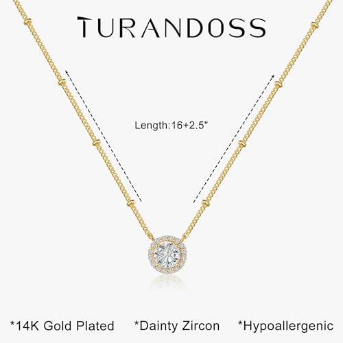 Turandoss Gold Necklace for Women, 14K Gold Plated Cubic Zirconia Necklace - image 7