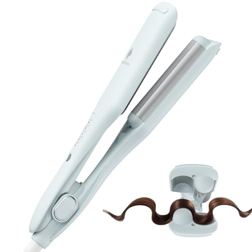 Curling Iron Hair Crimper Waver, MiroPure Waves Curling Wand 1 inch with 30S Fast Heating & PTC Heater, Deep Waver Hair Curler for Women, Dual Voltage, Blue