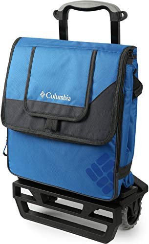 Columbia Crater Peak Wheeled Cooler - 50 Can Rolling Cooler - Blue Collapsible Cooler With Super Foam Insulation And Foldable All-Terrain Cart With Wheels #TOP4