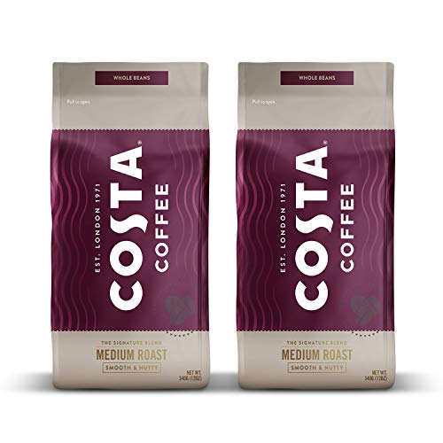 Costa Coffee Whole Bean Coffee, Medium Roast, 2 bags (12oz each), Rainforest Alliance Certified