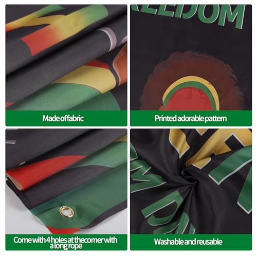 Image of Juneteenth Decorations Set, 20 Pack Small Juneteenth Flag Stick 5''x8'', Balloons, Banner, Backdrop, Hanging Swirls for Party