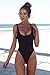 PRETTYGARDEN Women One Piece Swimsuit U Neck Tummy Control Swimwear Slimming Strap Backless Bathing Suit (Black,Medium)