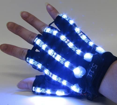 YUANYUYING Gants LED Flash - Gants lumineux pour fêtes, Halloween et événements | Lumineux et clignotants | Fonctionnement facile à piles (Bleu, Standard) – vue 2