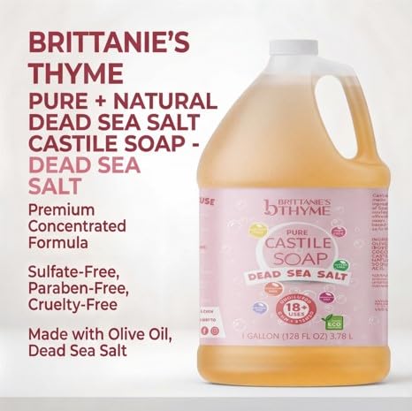 Brittanie's Pure Organic Castile Liquid Olive Oil Soap Refill, Dead Sea Salt, 1 Gallon | Face, Body Wash, Dishes, Pets & Laundry | Vegan & Gluten Free Non-GMO - Image 2