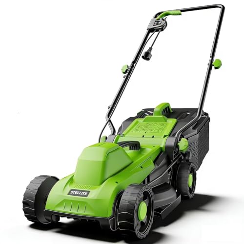 Steelite 13 Inch Electric Lawn Mower, 1300W Corded Power, Lightweight & Compact Design Ideal for Small to Medium Lawns