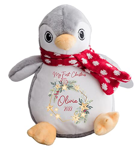 Daytripper Babies First For Newborn Personalised Penguin 1st Xmas Teddy Bear Newborn Baby Name Gift For Girls Boys Presents Cuddly Toys Plush Keepsake Gifts