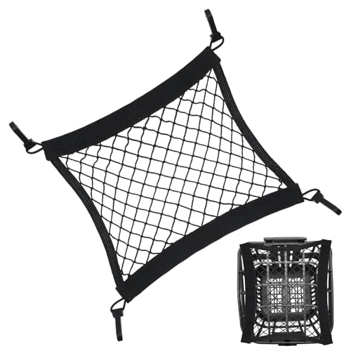 LXUEJIE 1 Pack Cargo Net for Motorcycle, Small Bungee Storage Net 12' x 11', Cargo Nets Helmet Luggage Nets, Elastic Bungee Mesh with 4 Hooks, Secure Gears & Helmet On Bike, ATV, Scooter, Black