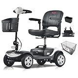 Christmas Gift for Mom Dad Parents Metro Mobility Scooter for Adults/Seniors-4-Wheel Foldable Electric Powered Mobility Scooters-with Thickened Leather Seats-Long Range Power Extended Battery-M1 White