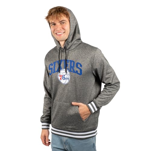 Ultra Game NBA Men's MVP Super Soft Pullover Hoodie Sweatshirt,Philadelphia 76ers,Heather Charcoal,3X-Large