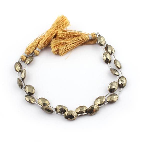 Pyrite naturelle perles facettées ovales sans défaut pour enfilage de bijoux