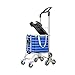 HSLINU Carrello della Spesa Pieghevole con Doppie Ruote girevoli E Ruota per Salire Le Scale Staffa in Lega di Alluminio con coprisedile Trolley a Due Maniglie per la Spesa Facile da spostare