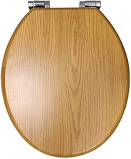 Cambridge Oak Toilet Seat | Wood Oak Effect | Traditional Style | Soft Close Hinges | Universal Size | Bathroom Toilet Seats