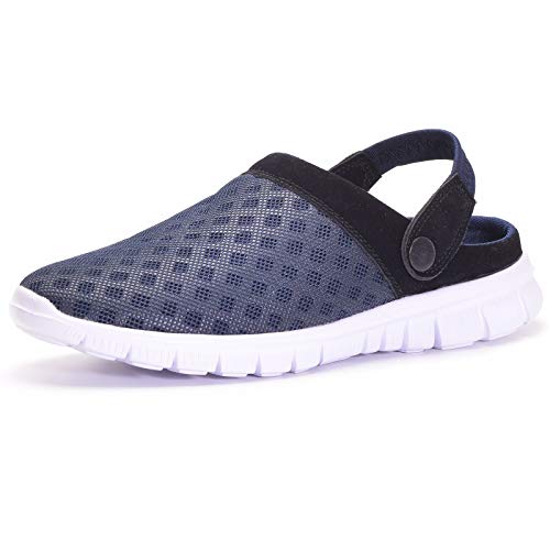 Hsyooes Mens Womens Mules & Clogs Garden Shoes Summer Breathable Mesh Slippers Non-Slip Outdoor Beach Sandals Unisex Blue A,10 Women/7.5 Men,Label Size 41 #TOP4