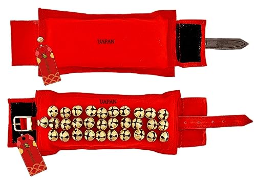 Image of UAPAN 3 line Ankle Bells Velvet Pad for Classical Bharatanatyam Kathak Dance with Adjustable Strap (Velvet Belt with Velcaro)