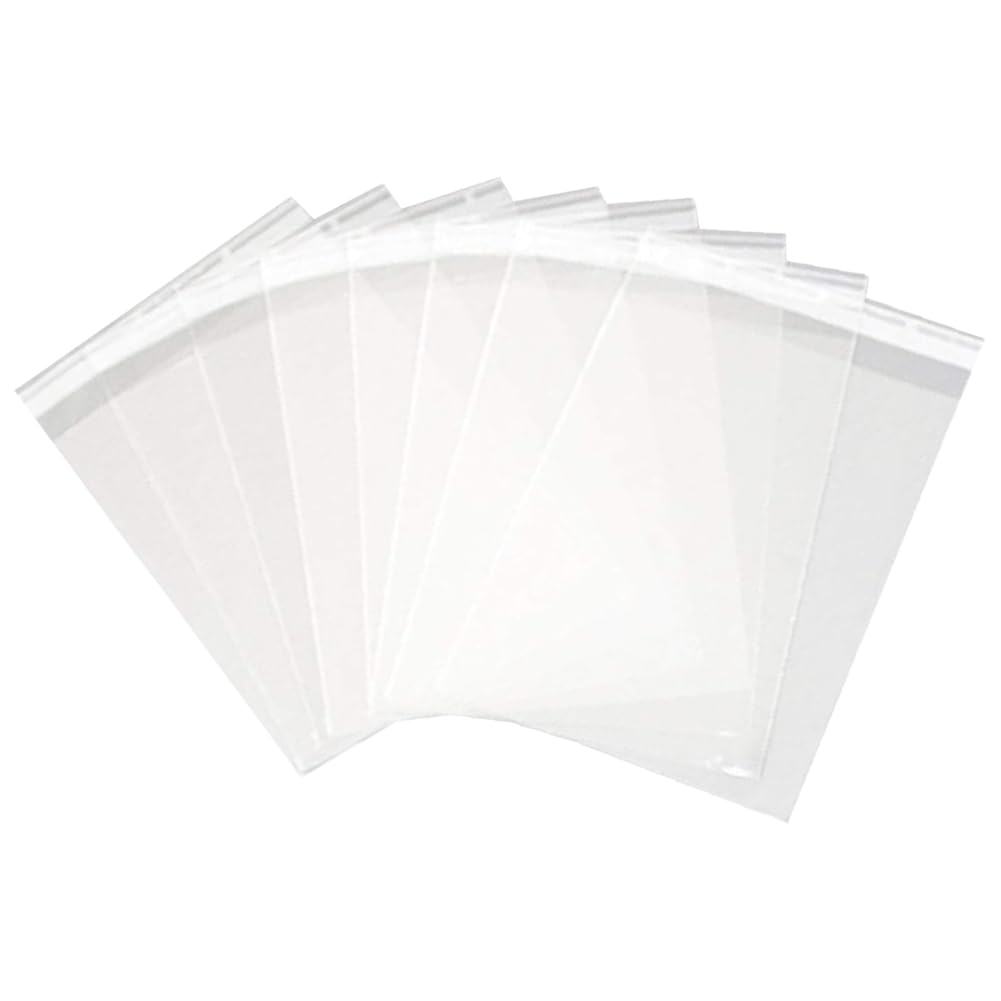 JIHUOO 100 Pcs Clear Self Sealing Cellophane Bags Self Seal Cello Bags Resealable Poly Bags Transparent Plastic Treat Bags OPP Packaging Bag Gift Wrap Cellophane Bags 12" x 16"
