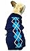 Blue Argyle Cable Knit Turtleneck Dog Sweater Knitwear Cold Weather Outfit Large (L) Back Length 16